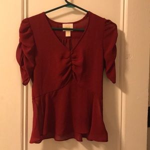 Ruched V-Neck Blouse